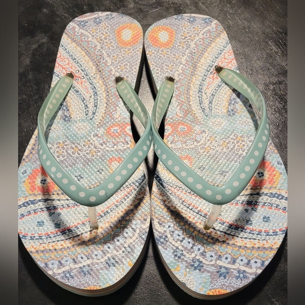Vera Bradley Paisley Flip Flops with Polka Dot Straps